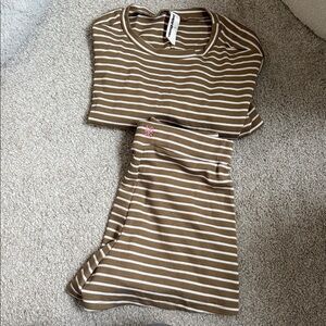 Striped Brown and White Pajama Set